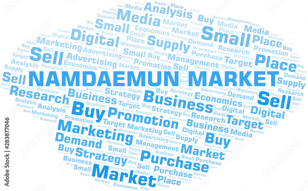Fototapeta premium Namdaemun Market word cloud. Vector made with text only.