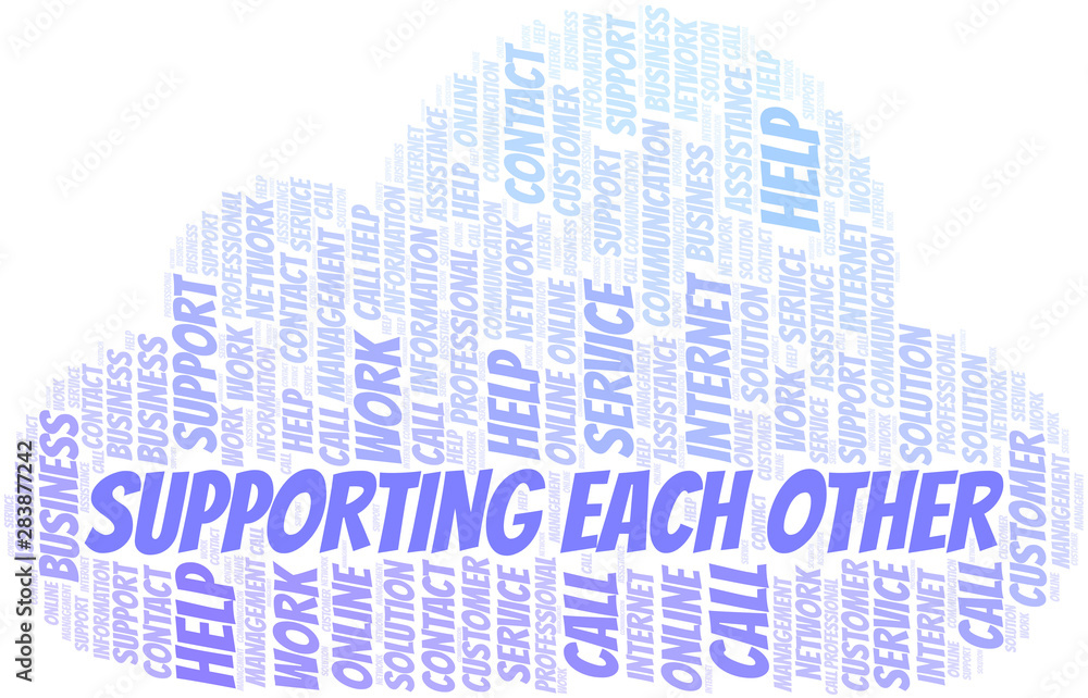 Obraz premium Supporting Each Other word cloud vector made with text only.
