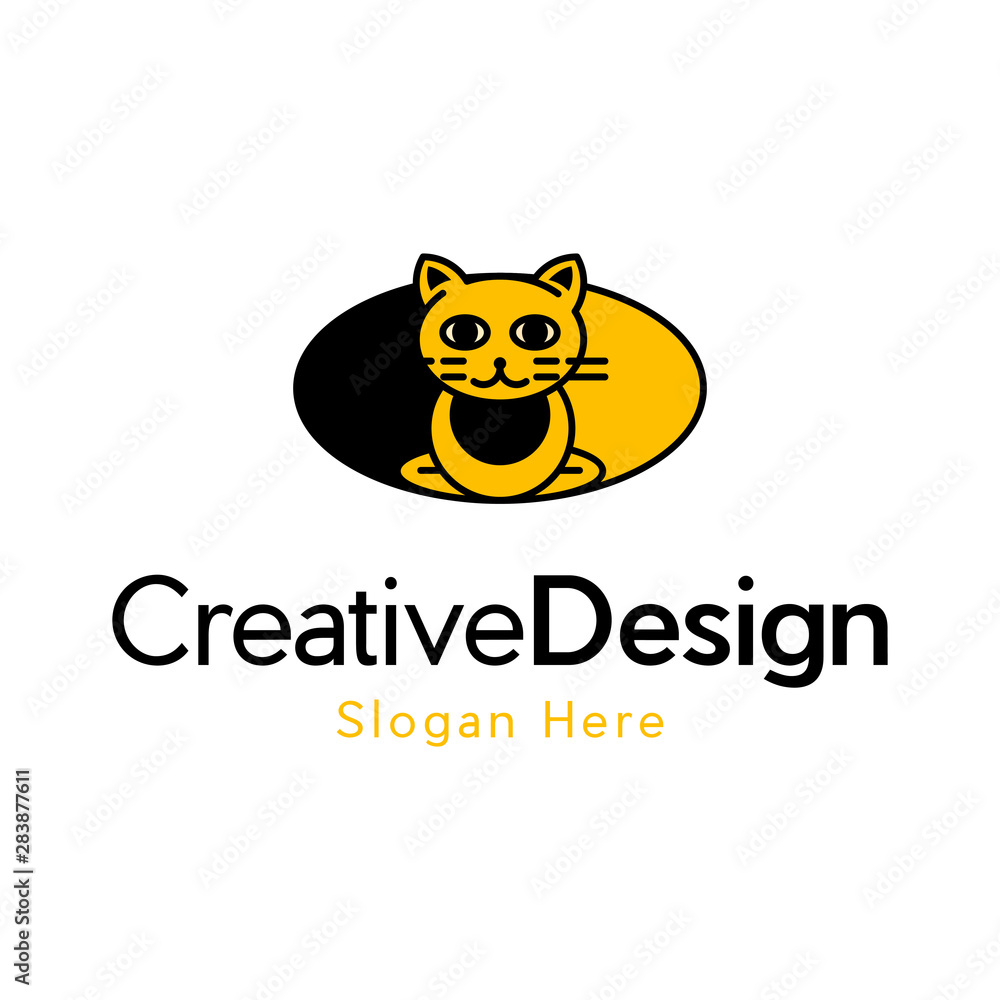 Cat cartoon character logo design illustration. cat paw cartoon, vector illustration Cat cartoon character logo design illustration. cat paw cartoon, vector illustration