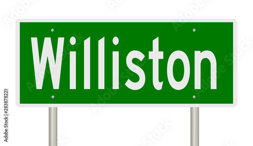 Tableau sur toile Rendering of a green highway sign for Williston North Dakota