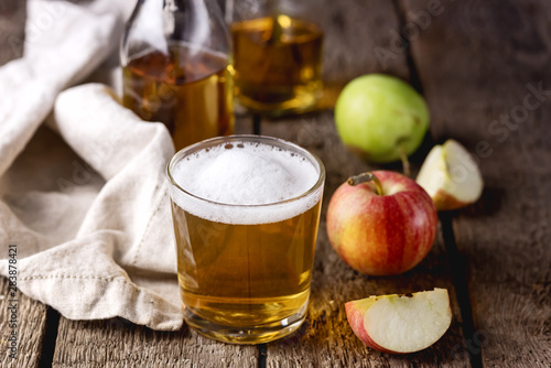 Hard Apple Cider Cocktail Tasty Homemade Apples Pears Cider Autumn Drink Horizontal