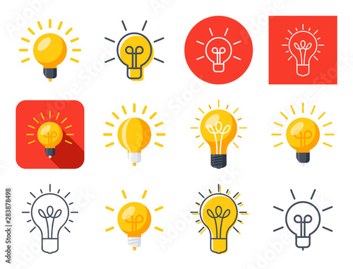 Light bulb modern stylish icons mix set
