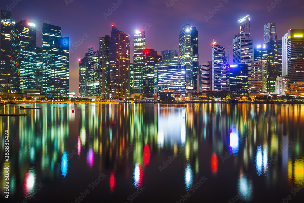 Amazing Singapore futuristic skyline with reflection, Singapore