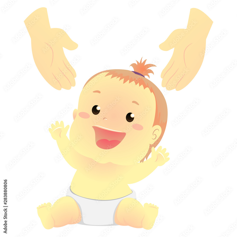Vector Illustration of a Baby reaching a person hand Vector Illustration of a Baby reaching a person hand