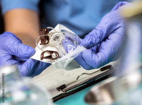 Nurse prepares Venous catheters of Long Duration in a hospital, Accessing Indwelling Central Venous Lines, conceptual image