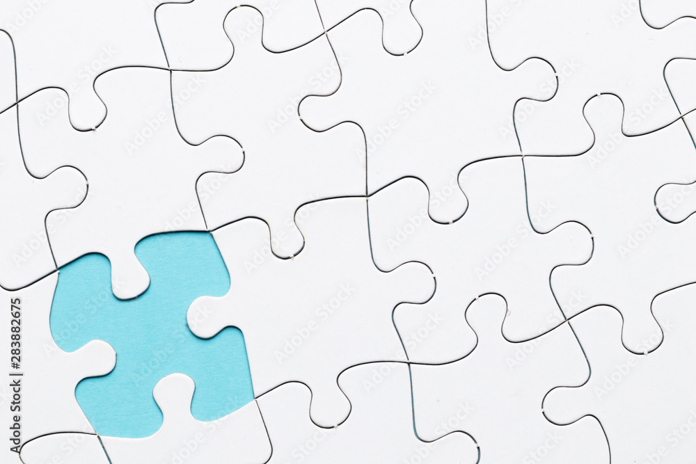 Missing piece of puzzle on white puzzle background Missing piece of puzzle on white puzzle background