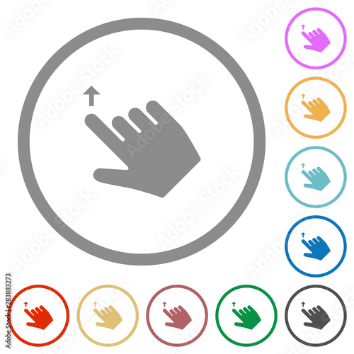 Right handed move up gesture flat icons with outlines photo