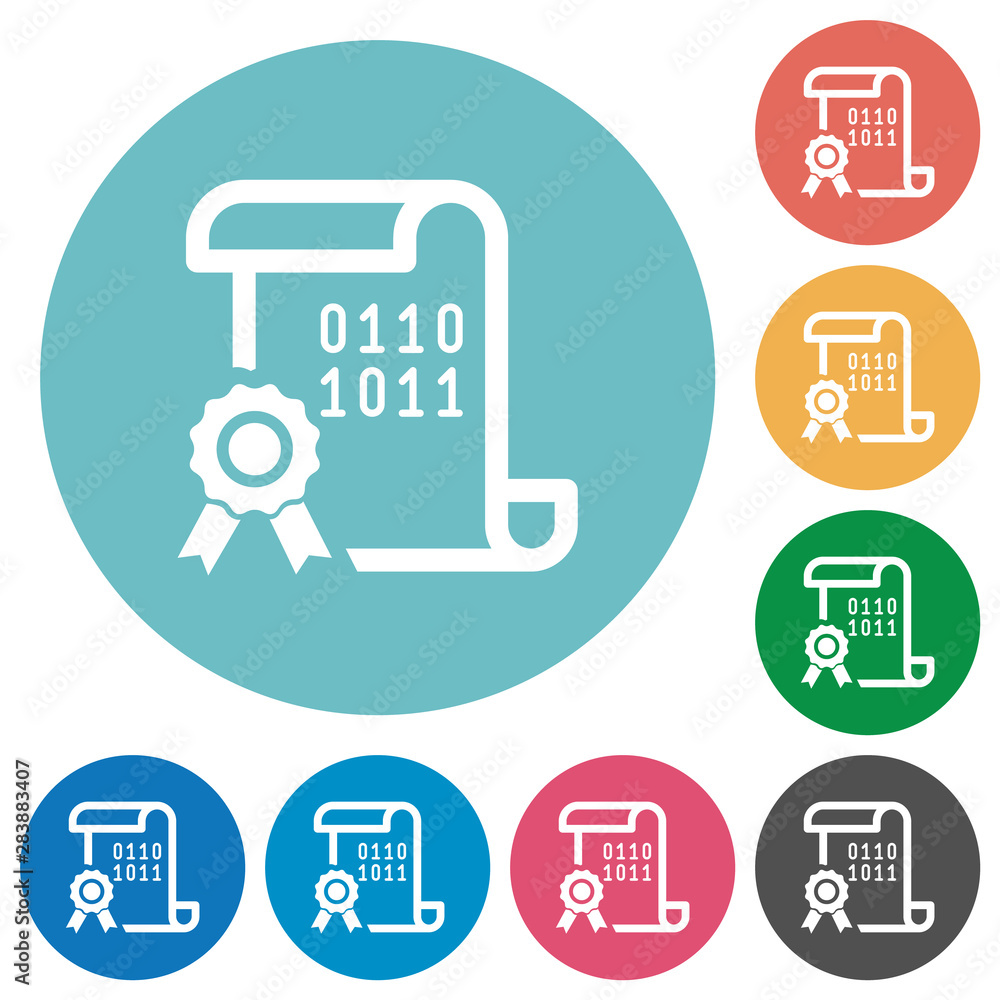 Digital certificate flat round icons Digital certificate flat round icons