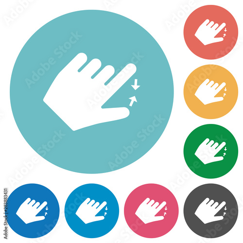 Left handed pinch close gesture flat round icons