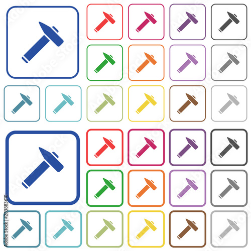 Old hammer outlined flat color icons