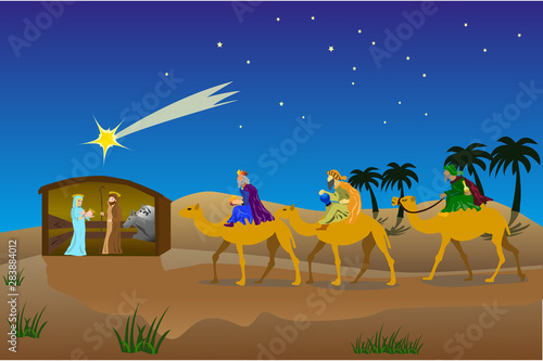 Nativity scene and arrival of the Magi, Gaspare, Merchionne, Baldassarre