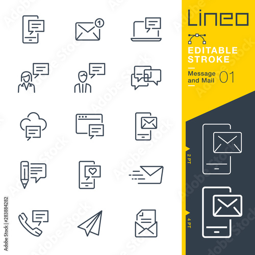 Lineo Editable Stroke - Message and Mail line icons