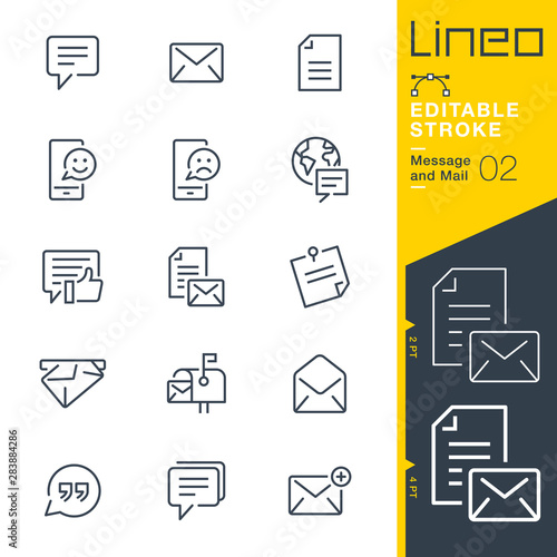 Lineo Editable Stroke - Message and Mail line icons