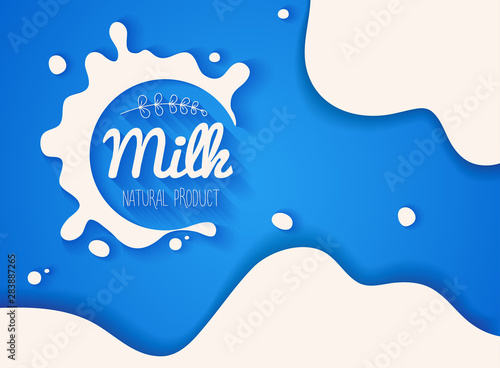 White milk splash blot vector. Drink element. Abstract liquid. Cut from cardboard or paper. Vector illustration.