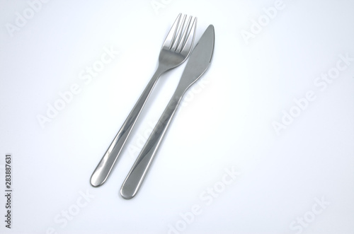 fork and knife on white background