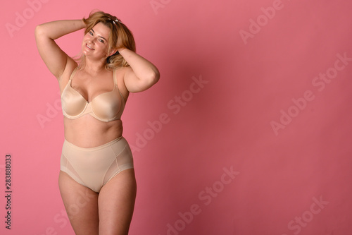 Body positivity concept. Woman with confidence and body positivity