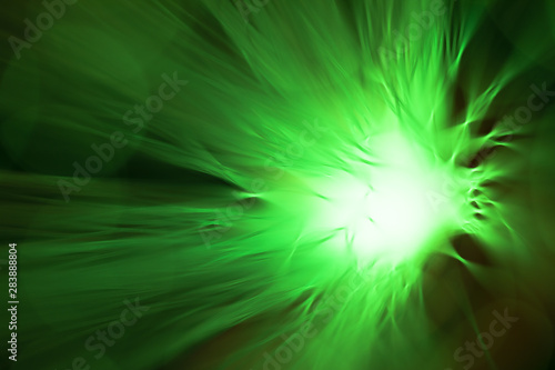 Abstract green flower by optical fibers
