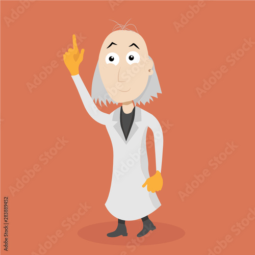 Cartoon eines verrückten Wissenschaftlers mit Grauen Haaren