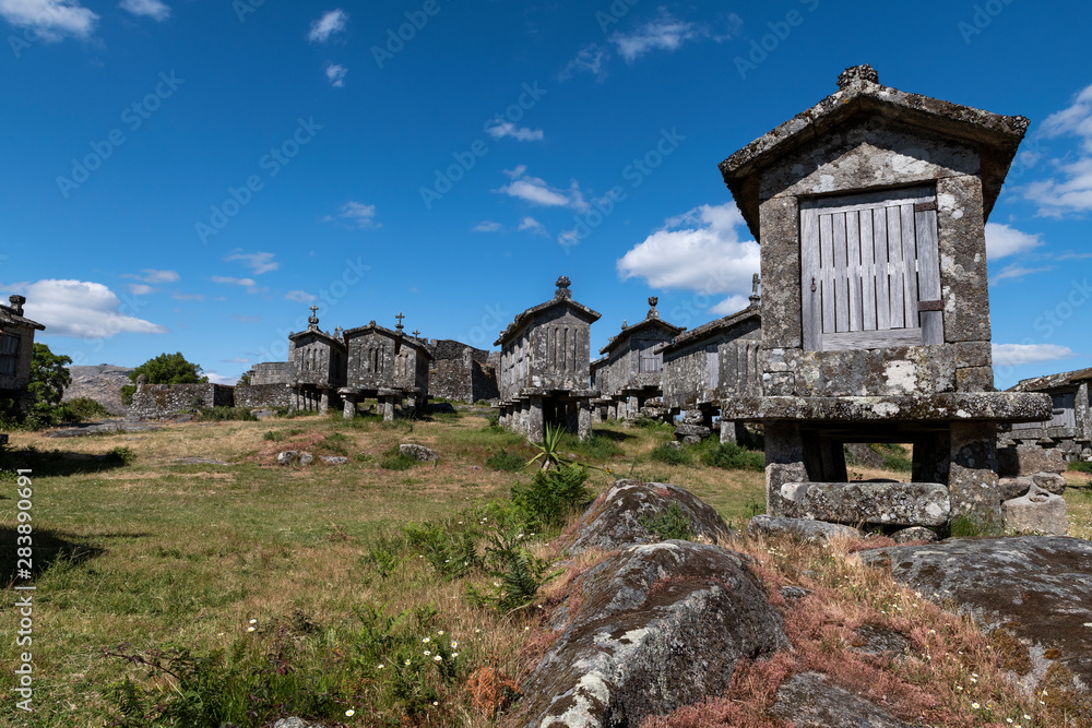 View of the granaries (espigueiros) in the historic village of Lindoso, Portugal. View of the granaries (espigueiros) in the historic village of Lindoso, Portugal.