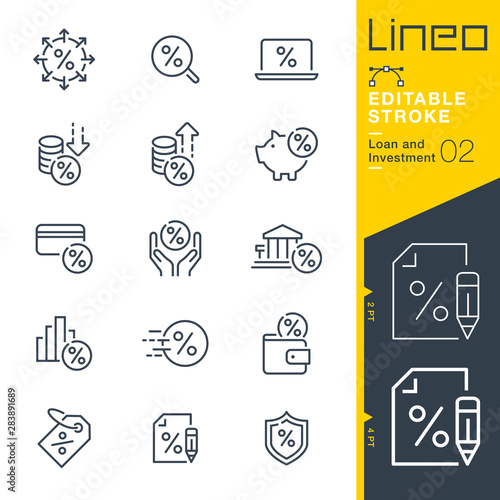 Lineo Editable Stroke - Loan and Investment line icons