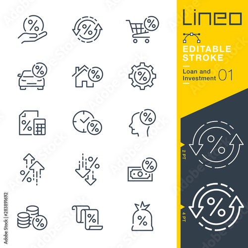 Lineo Editable Stroke - Loan and Investment line icons
