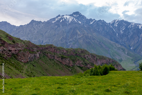 Mountains rocks landscape with cloudy dramatic sky