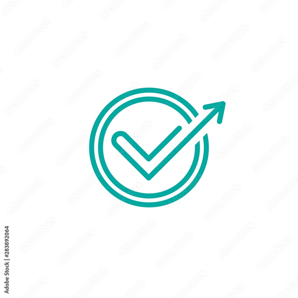 Valid Seal with up arrow and circle icon. tick made of thread or line. Flat OK sticker icon. Valid Seal with up arrow and circle icon. tick made of thread or line. Flat OK sticker icon.