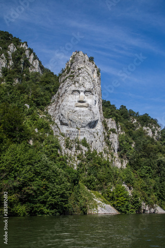 Decebal king face statue in Eastern Europe Romania photo