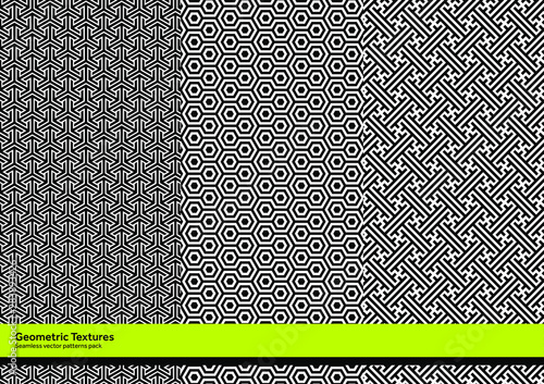 Foto Seamless geometric vector pattern pack for fabric or interior design