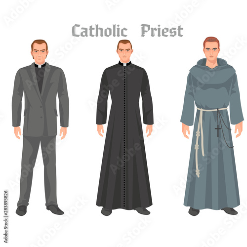 catholic priest in robes, flat illustration