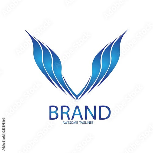 letter v wing logo vector