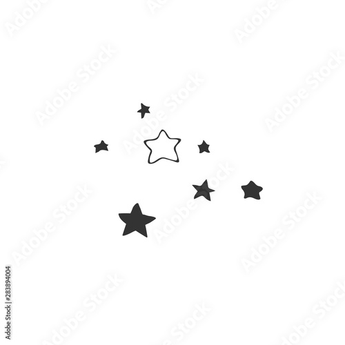 Hand drawn vector icon. Minimal logo elements, stars in the sky.