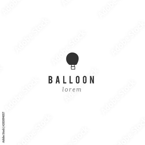 Sky sports minimal logo template. Hand drawn vector icon, a hot air balloon.