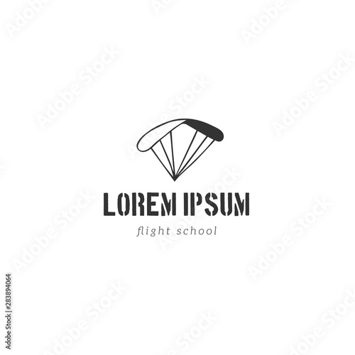 Sky sports logo template, paragliding. Hand drawn vector icon.