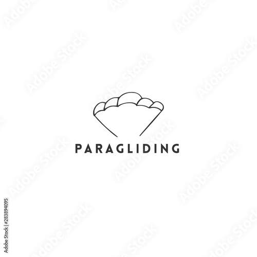 Paragliding, sky sports logo template. Hand drawn vector icon.