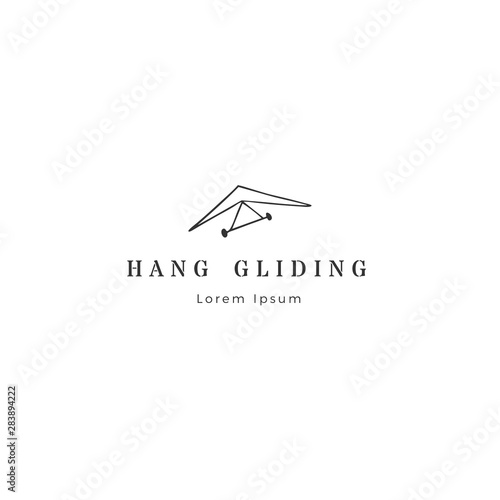 Hang gliding, sky sports logo template. Hand drawn vector isolated icon.