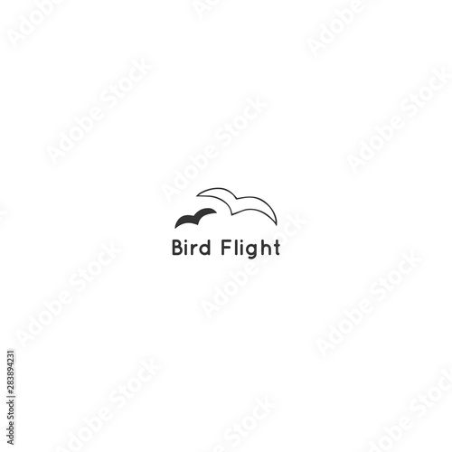 Minimal logo template. Two birds, hand drawn isolated vector icon.