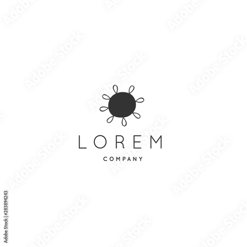 Hand drawn icon, a sun. Minimal vector premade logo template.