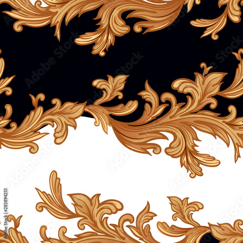 Vintage seamless pattern with baroque decor elements.