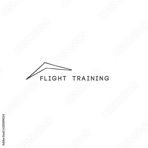 Flight training, sky sports abstract logo template. Vector isolated hand drawn icon.