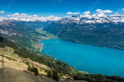 aerial view of Brienz  Lake Brienz and Haslital