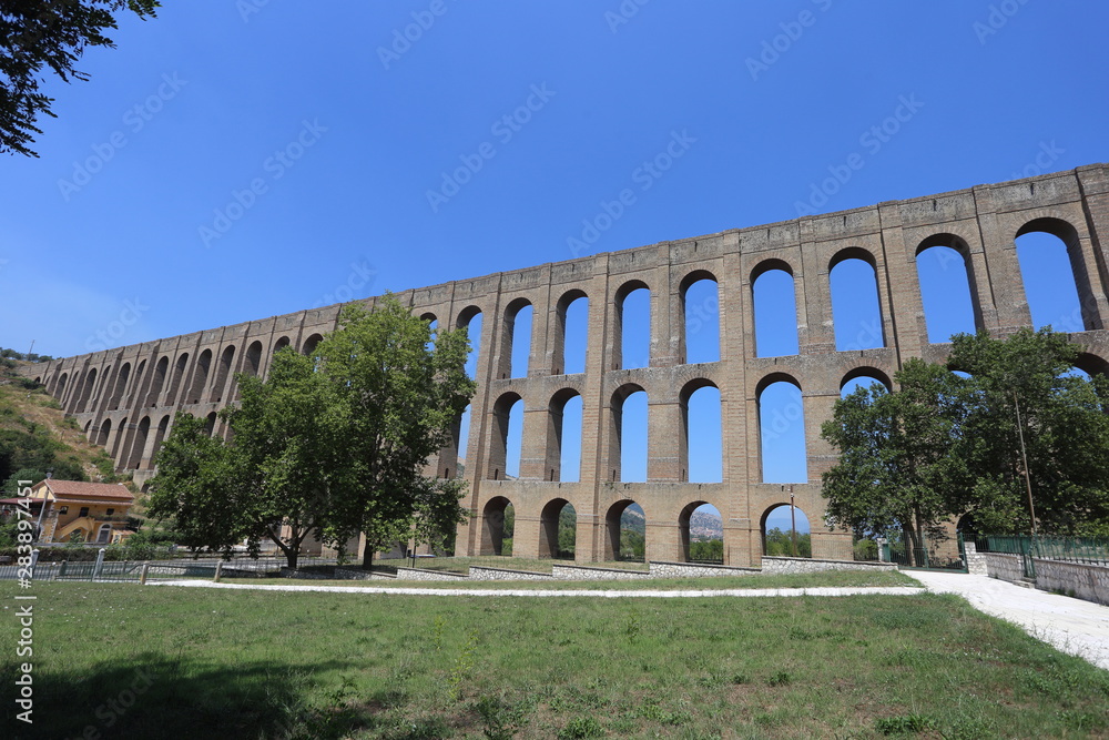 Maddaloni, Italy - 12 August 2019: The Carolino aqueduct created for the complex of San Leucio and the Royal Palace of Caserta