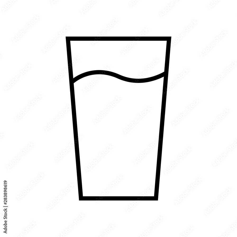 Water glass line icon, logo isolated on white background Water glass line icon, logo isolated on white background