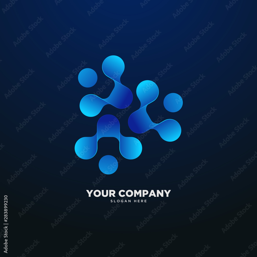 3d abstract connected dot molecule, trio, social logo template 3d abstract connected dot molecule, trio, social logo template