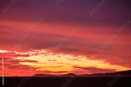 Sunrise seen from the cruise ship near Stewart Island  Rakiura   New Zealand