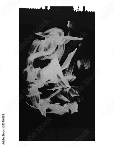 brush on black paper scetch