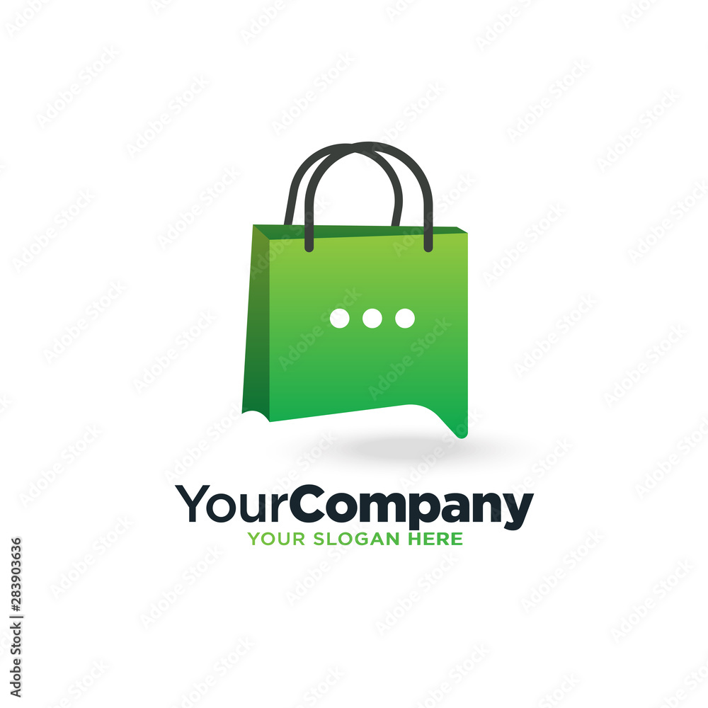 Chat bubble shopping bag logo illustration template Chat bubble shopping bag logo illustration template