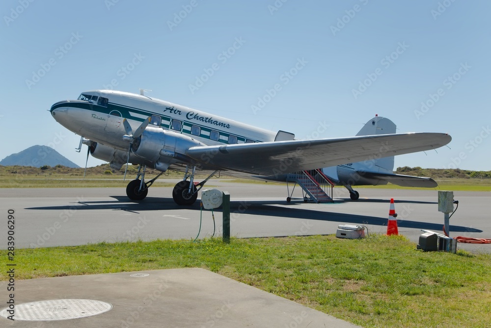 WHAKATANE, NEW ZEALAND MARCH 6, 2016 Air Chathams DC3 at Whakatane