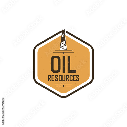 Oil derricks industrial vintage logo template illustration