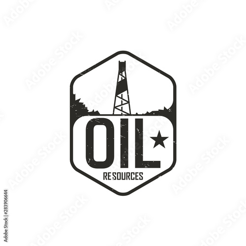 Oil derricks industrial vintage logo template illustration